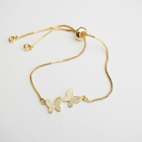 Clear CZ Butterfly Necklace on Gold