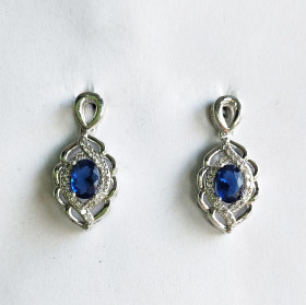 Montana and Clear CZ Earring with Brass in Rhodium Plating