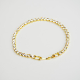 Clear Tennis Crystal Bracelet with Brass in Gold Plating