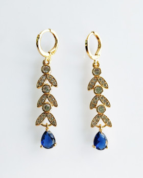 Montana Teardrop & Clear  Round CZ Earring with Gold Brass Backing