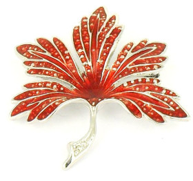 Red Maple Leaf Brooch with Silver Plating