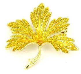 Golden Yellow Maple Leaf Brooch