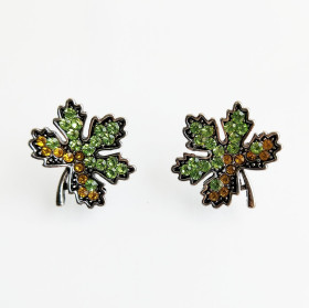 Peridot/Topaz Crystal Maple Leaf Earrings
