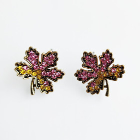 Rose/Topaz Crystal Maple Leaf Earrings