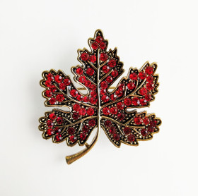 Siam Crystal Leaf Brooch