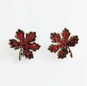 Siam Crystal Leaf Earrings