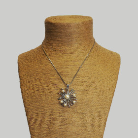 Dandelion Flower with Pearl Pendant Necklace