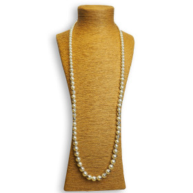 Long Pearl with Silver Cap Necklace