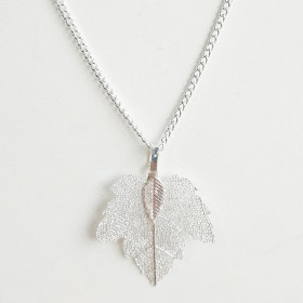 Natural Leaf Necklace in Silver