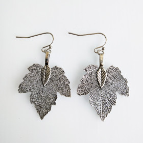 Natural Leaf Earring in Anti-Silver