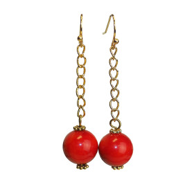 Coral Dangling Gold Plated Earrings