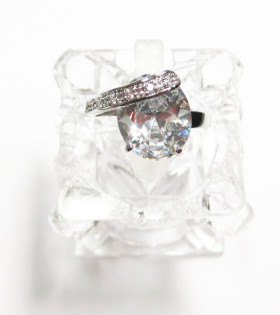 3.5 Ct Oval CZ Ring #11 with Brass in Rhodium