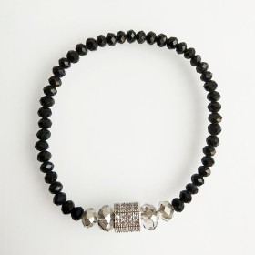 CZ & Crystal Beads Elastic Bracelet