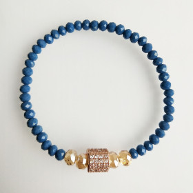 CZ & Crystal Beads Elastic Bracelet