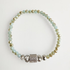 CZ & Crystal Beads Elastic Bracelet