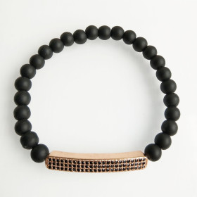 CZ Black Beads Elastic Bracelet