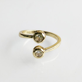 Clear Round CZ Open Ring with Brass In Gold
