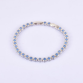 Light Sapphire Round CZ Bracelet In Rhodium Plating