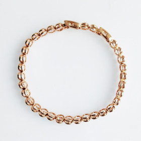 Round CZ Bracelet in Rose Gold Plating and Double Watch Lock