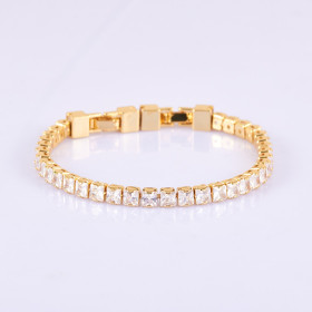 Square CZ Bracelet in Gold Plating and Double Watch Lock