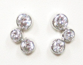 Tridot Cubic Zirconnia post earring