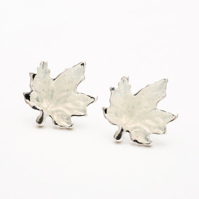 White Opal Maple Leaf Earrings