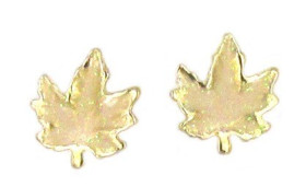 Light Yellow Enameled Maple Leaf Earrings