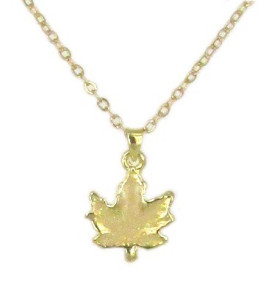 Light Yellow Enameled Maple Leaf Necklace