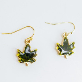 Green Maple Leaf Earrings