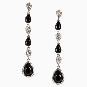 Crystal Teardrop  Pierced Linear Earring