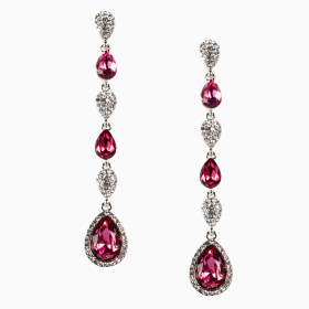 Crystal Teardrop  Pierced Linear Earring