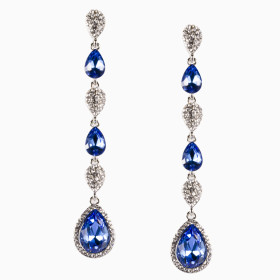 Crystal Teardrop  Pierced Linear Earring