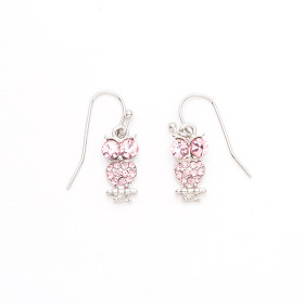 Crystal Owl Earring in Rhodium Plating