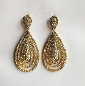 Fine Teardrop Clear Earrings with Gold Plating