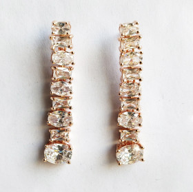 Clear Oval CZ Earring with Rose Gold Brass Backing