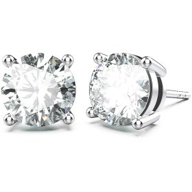 Clear Round CZ  Post Earring in Rhodium Plating