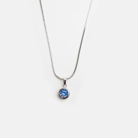 Light Sapphire Round CZ  Pendant with Brass in Rhodium Plating